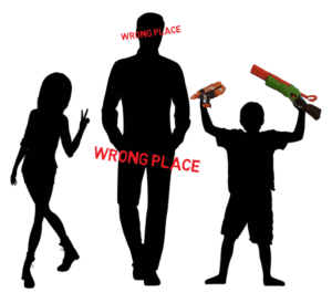 Father And Children, Son Holding Nerf Guns