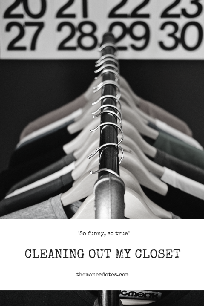 Close hanger with text overlay - Cleaning Out My Closet